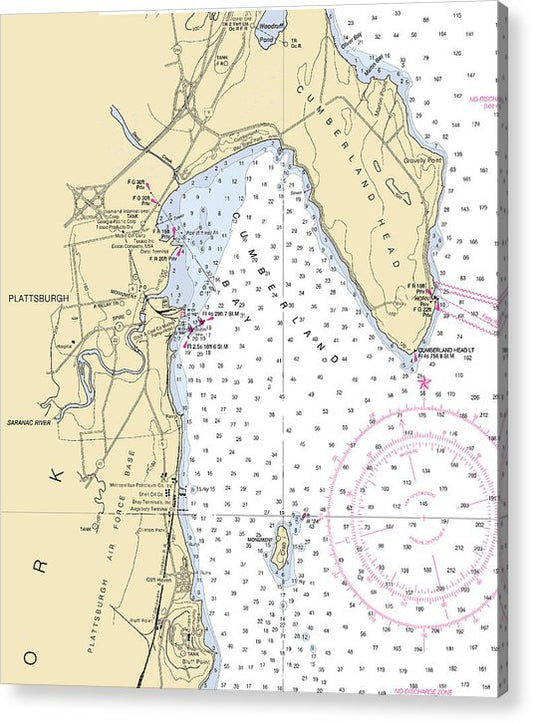Plattsburg-Lake Champlain  Nautical Chart  Acrylic Print