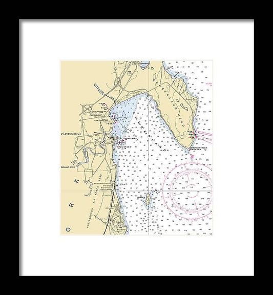 A beuatiful Framed Print of the Plattsburg-Lake Champlain  Nautical Chart by SeaKoast