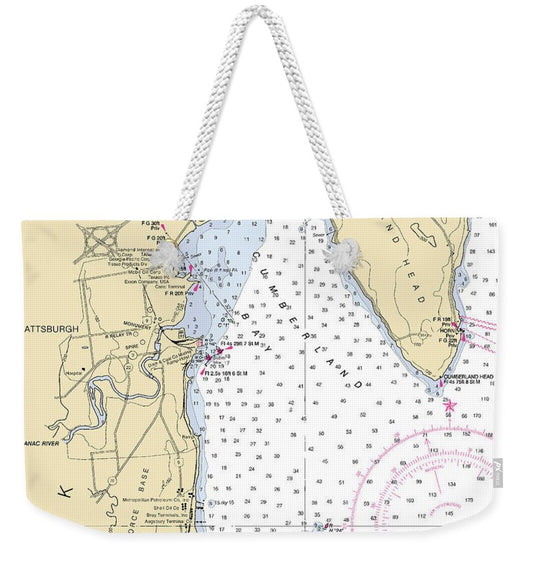 Plattsburg-lake Champlain  Nautical Chart - Weekender Tote Bag