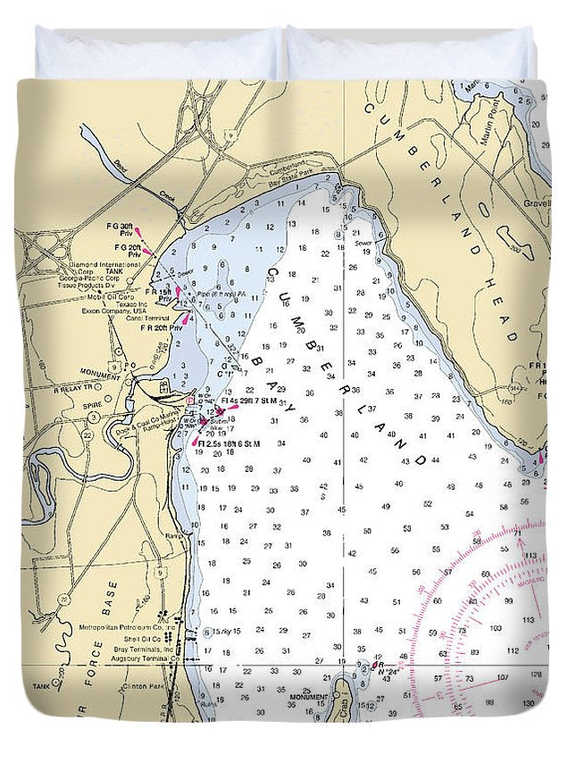 Plattsburg-lake Champlain  Nautical Chart - Duvet Cover