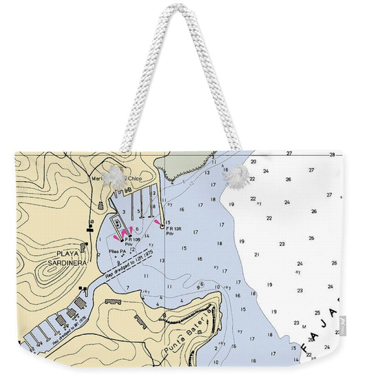 Playa Sardinara-puerto Rico Nautical Chart - Weekender Tote Bag