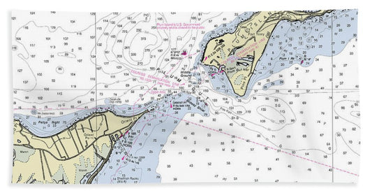 Plum Gut New York Nautical Chart - Beach Towel