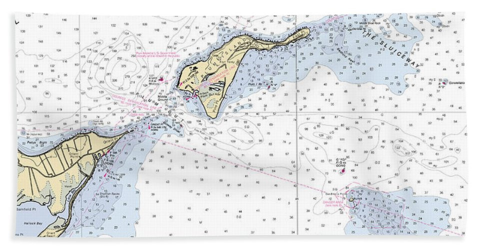 Plum Island New York Nautical Chart Bath Towel