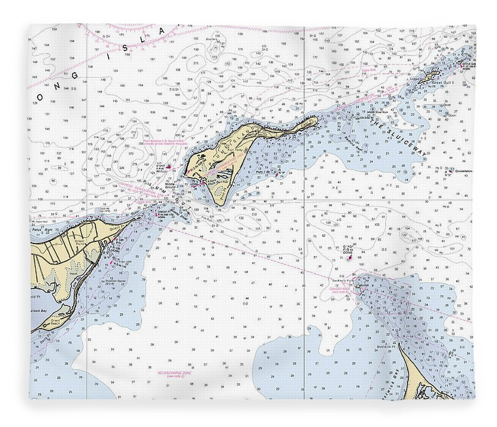 Plum Island New York Nautical Chart Blanket