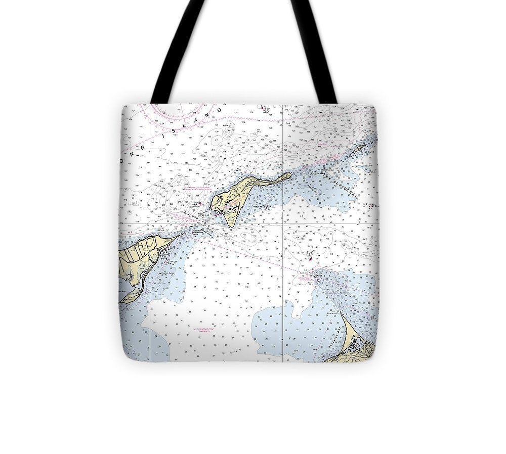 Plum Island New York Nautical Chart Tote Bag