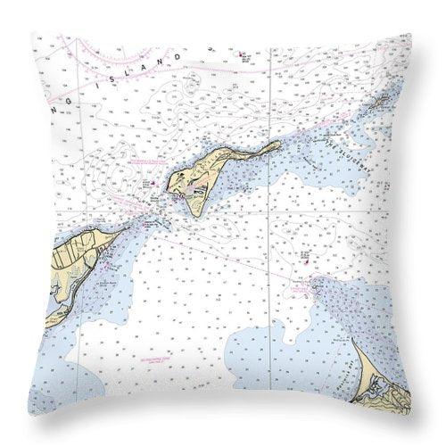 Plum Island-new York Nautical Chart - Throw Pillow