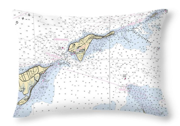 Plum Island-new York Nautical Chart - Throw Pillow