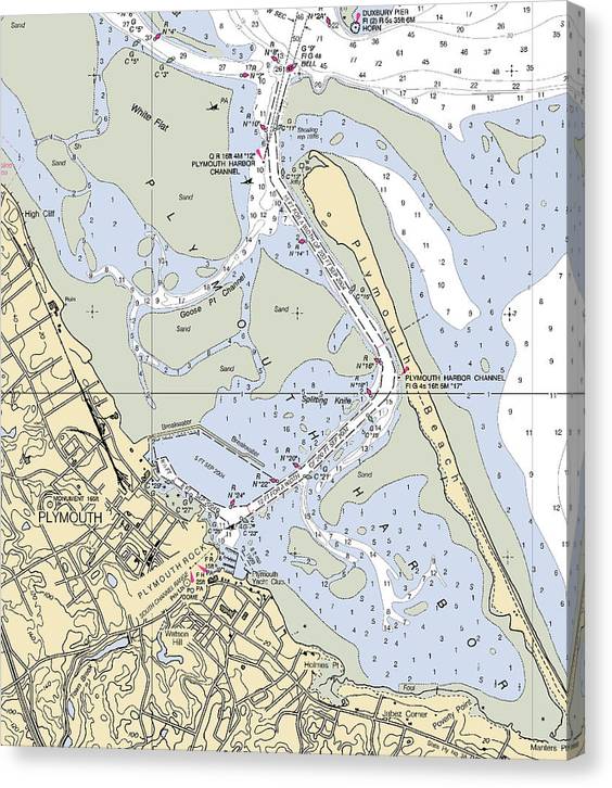 Plymouth-Massachusetts Nautical Chart Canvas Print