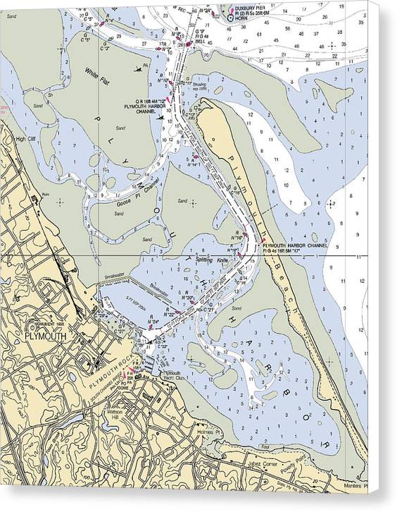 Plymouth-massachusetts Nautical Chart - Canvas Print