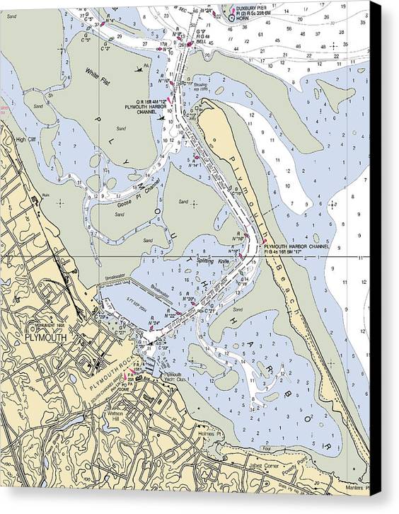 Plymouth-massachusetts Nautical Chart - Canvas Print