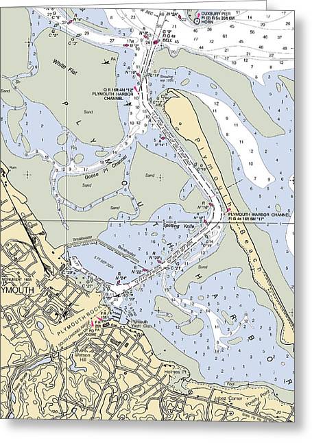 Plymouth-massachusetts Nautical Chart - Greeting Card