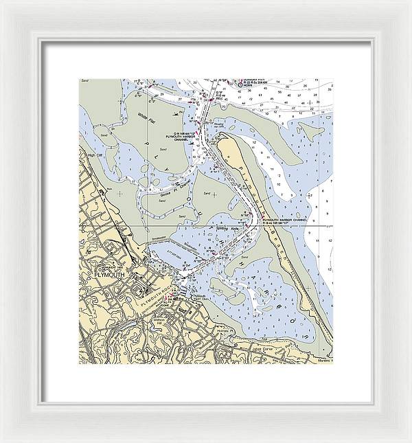 Plymouth-massachusetts Nautical Chart - Framed Print