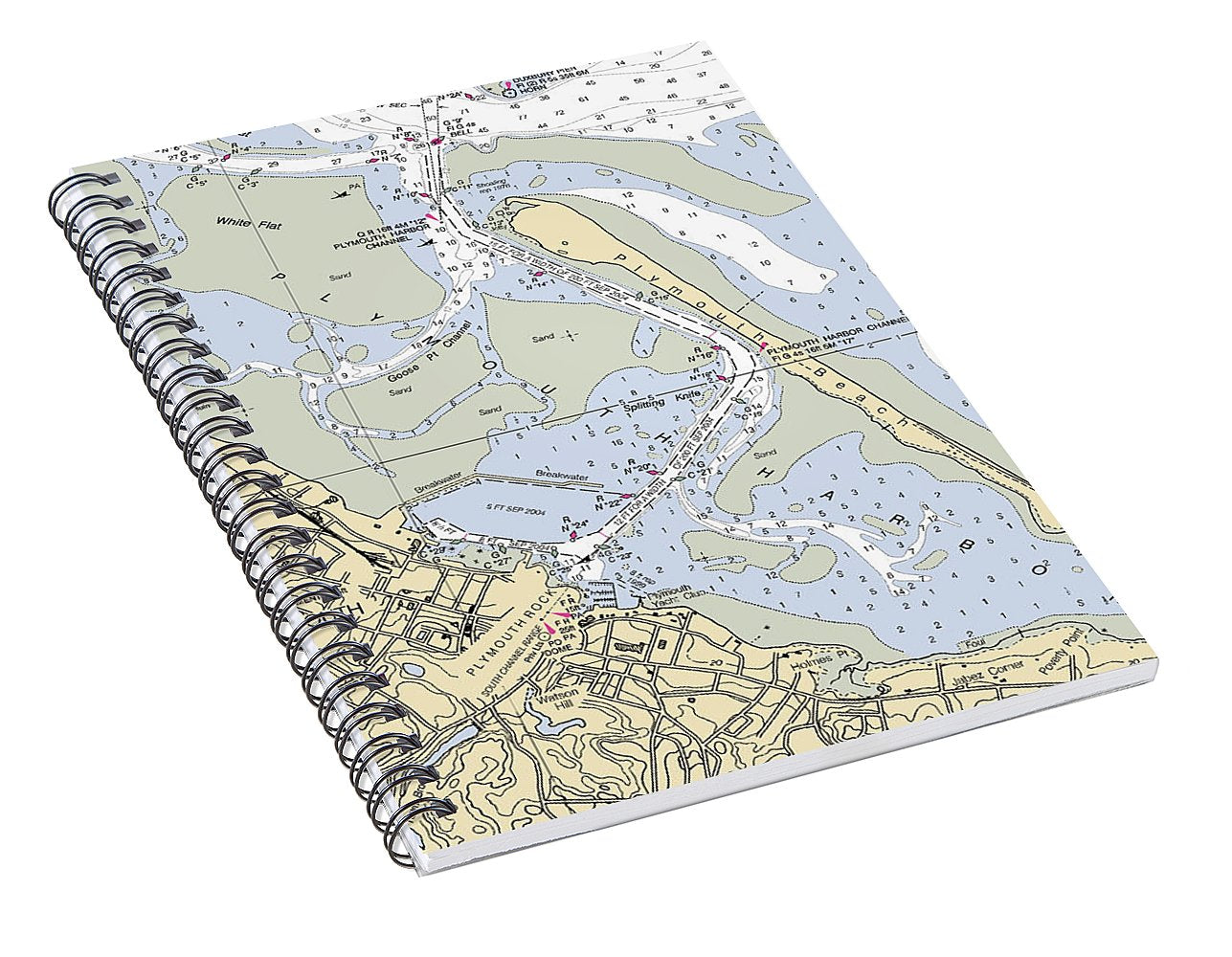 Plymouth-massachusetts Nautical Chart - Spiral Notebook