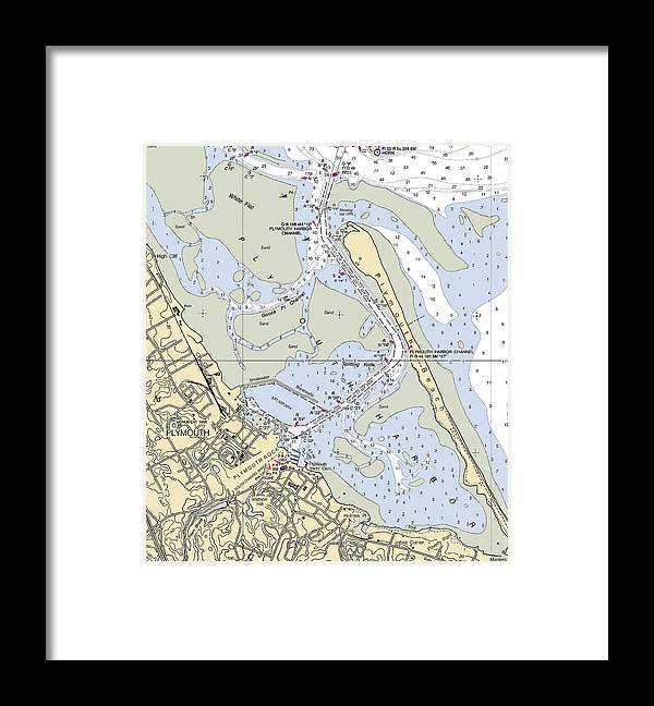 Plymouth-massachusetts Nautical Chart - Framed Print