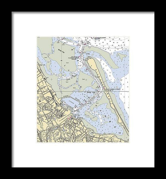 Plymouth-massachusetts Nautical Chart - Framed Print