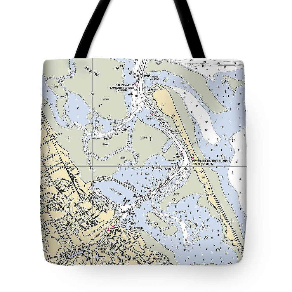 Plymouth-massachusetts Nautical Chart - Tote Bag