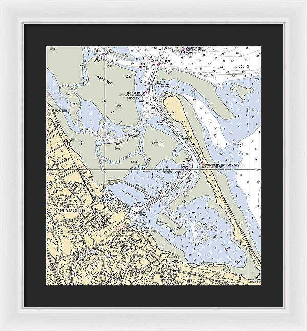 Plymouth-massachusetts Nautical Chart - Framed Print