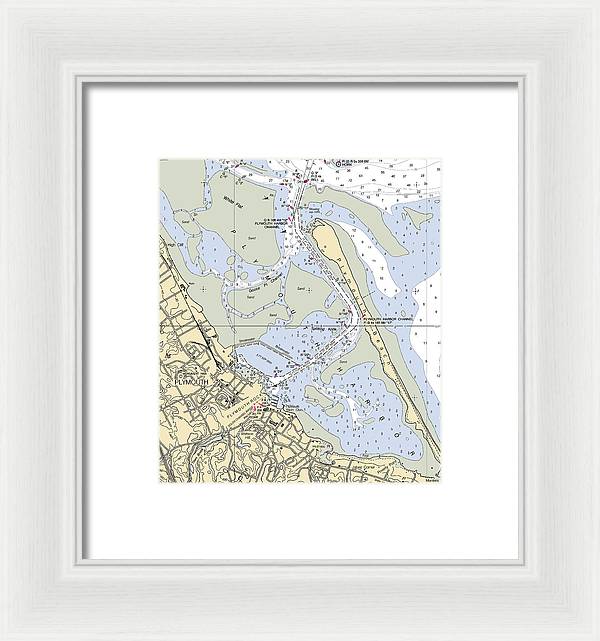 Plymouth-massachusetts Nautical Chart - Framed Print