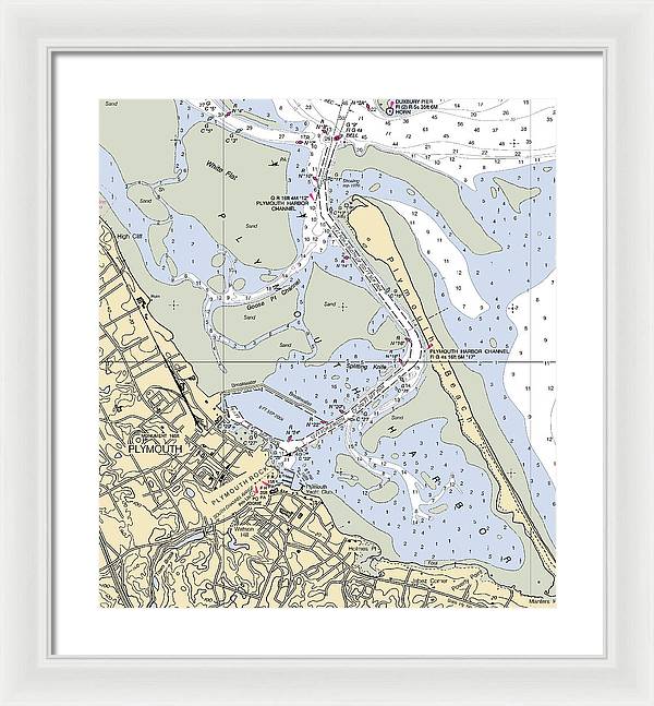 Plymouth-massachusetts Nautical Chart - Framed Print