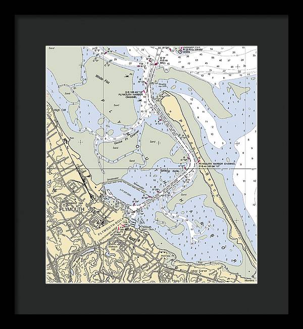 Plymouth-massachusetts Nautical Chart - Framed Print