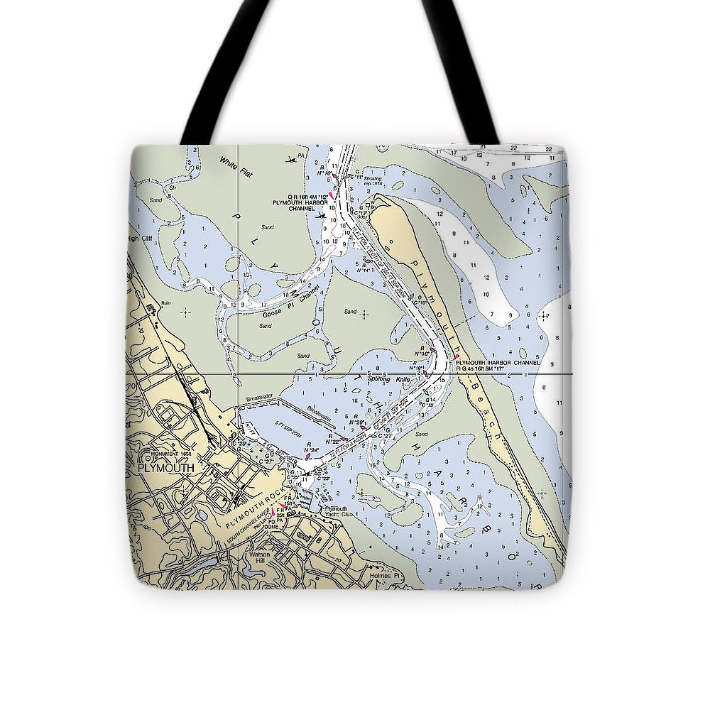 Plymouth-massachusetts Nautical Chart - Tote Bag