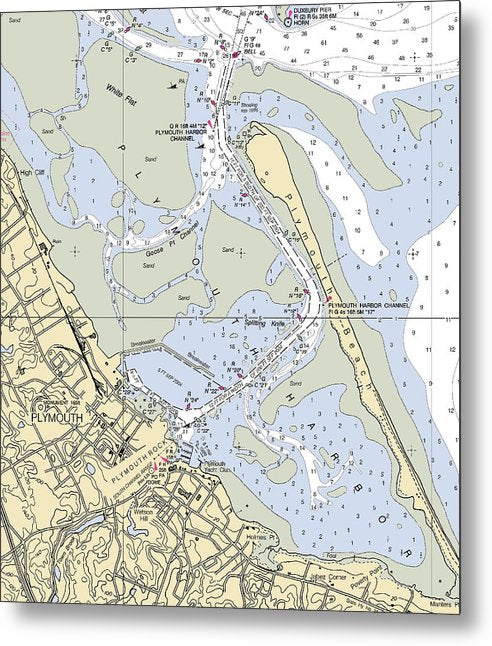 A beuatiful Metal Print of the Plymouth-Massachusetts Nautical Chart - Metal Print by SeaKoast.  100% Guarenteed!