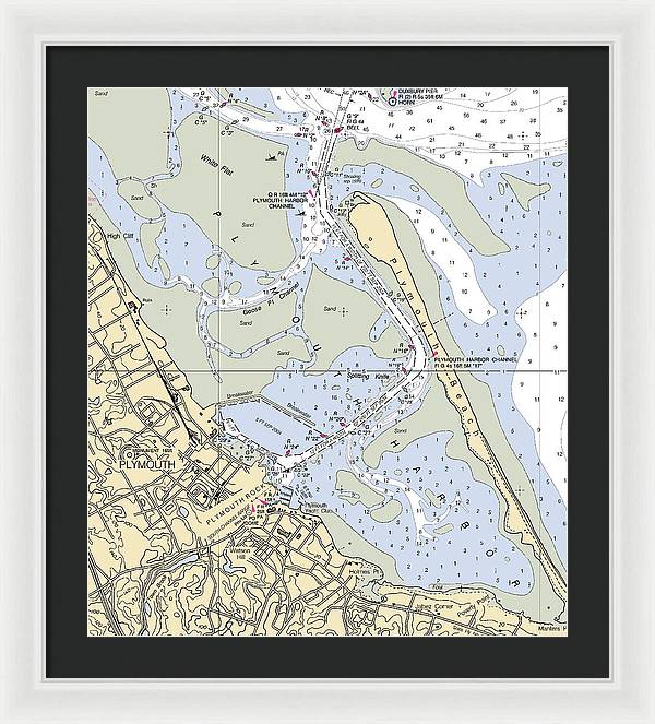 Plymouth-massachusetts Nautical Chart - Framed Print