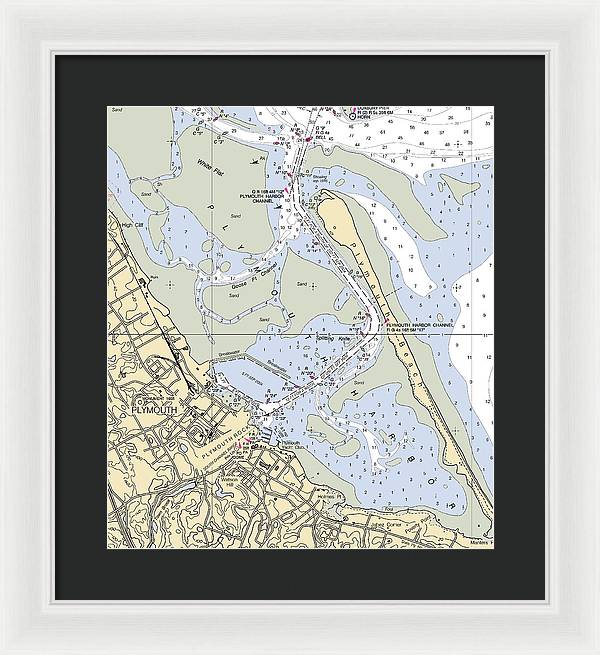 Plymouth-massachusetts Nautical Chart - Framed Print