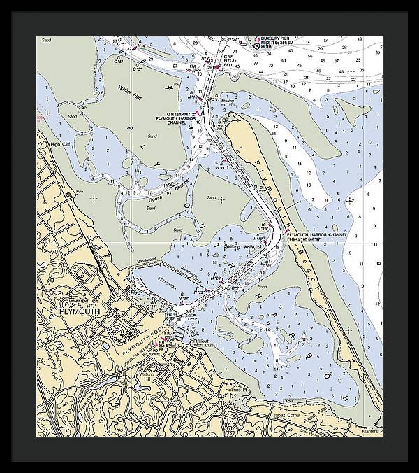 Plymouth-massachusetts Nautical Chart - Framed Print