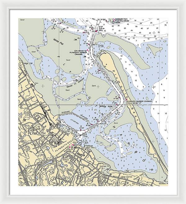 Plymouth-massachusetts Nautical Chart - Framed Print