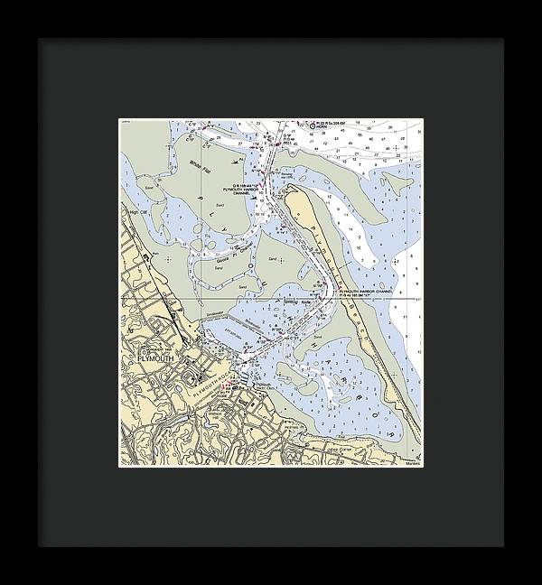 Plymouth-massachusetts Nautical Chart - Framed Print