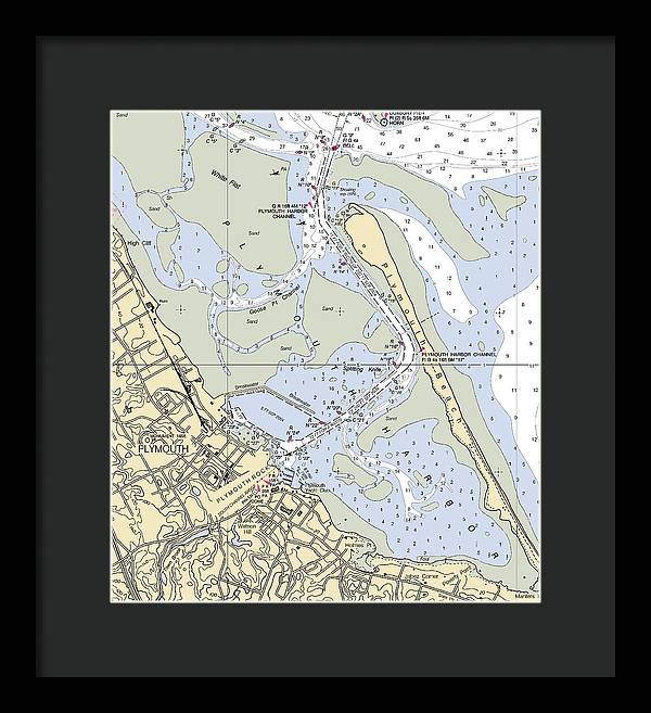 Plymouth-massachusetts Nautical Chart - Framed Print