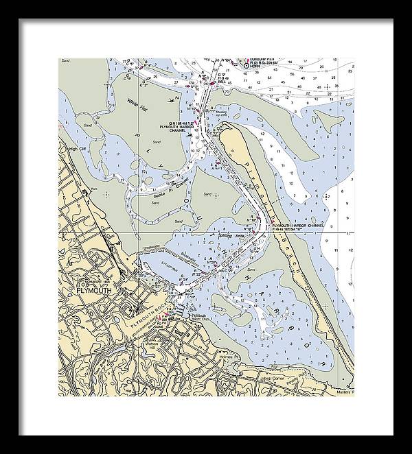 Plymouth-massachusetts Nautical Chart - Framed Print