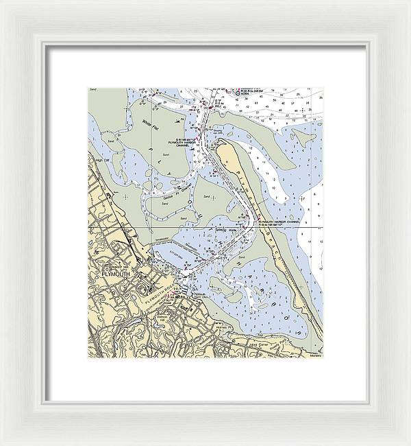 Plymouth-massachusetts Nautical Chart - Framed Print