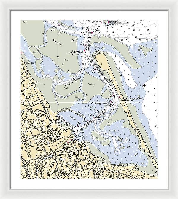 Plymouth-massachusetts Nautical Chart - Framed Print