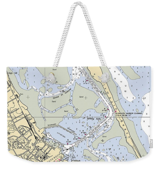 Plymouth-massachusetts Nautical Chart - Weekender Tote Bag