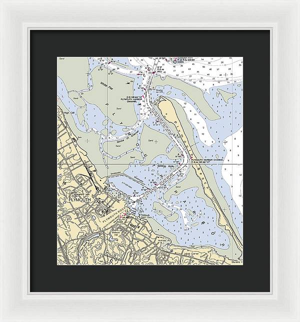 Plymouth-massachusetts Nautical Chart - Framed Print