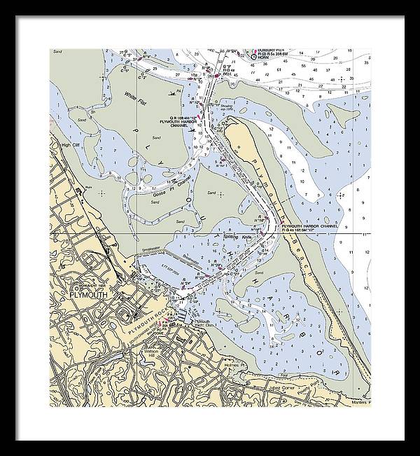 Plymouth-massachusetts Nautical Chart - Framed Print