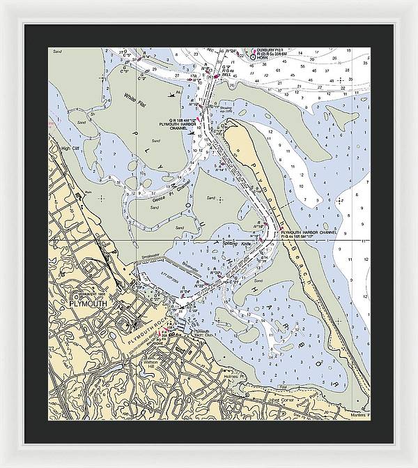 Plymouth-massachusetts Nautical Chart - Framed Print