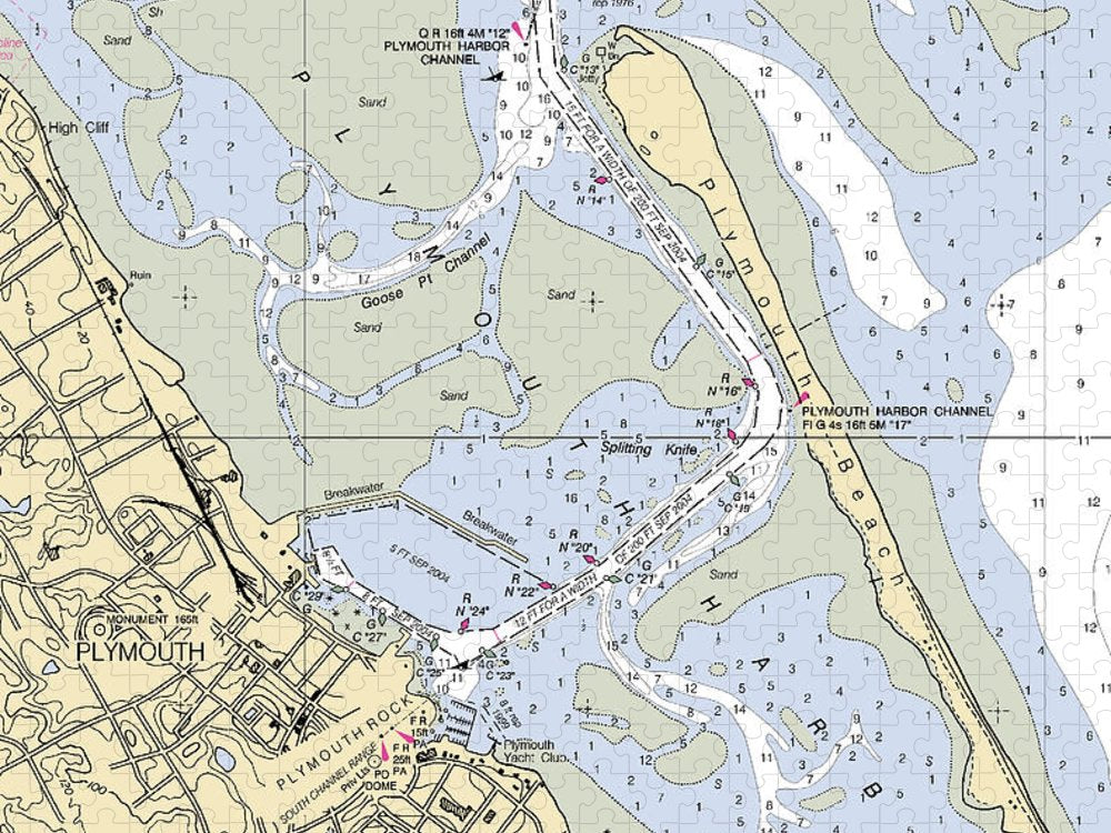 Plymouth Massachusetts Nautical Chart Puzzle