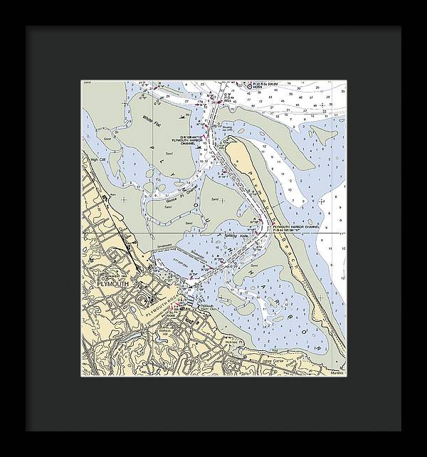 Plymouth-massachusetts Nautical Chart - Framed Print