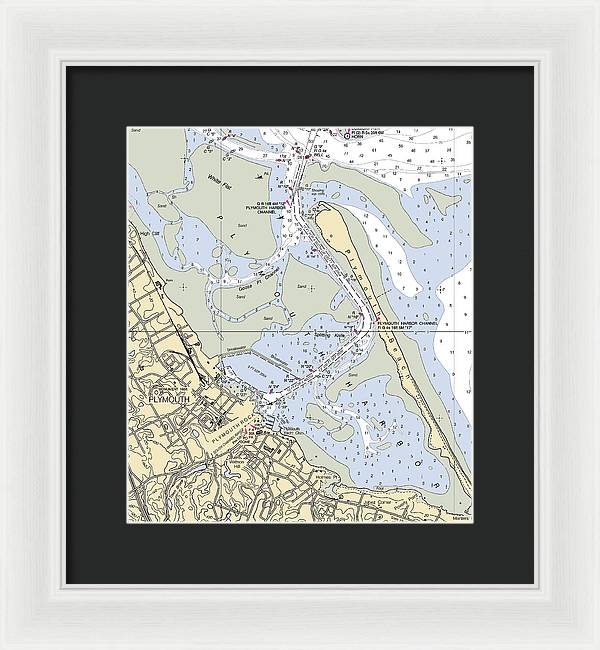 Plymouth-massachusetts Nautical Chart - Framed Print