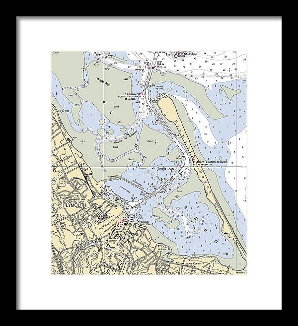 Plymouth-massachusetts Nautical Chart - Framed Print