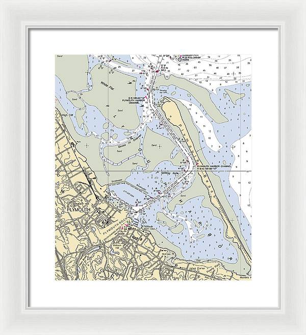 Plymouth-massachusetts Nautical Chart - Framed Print