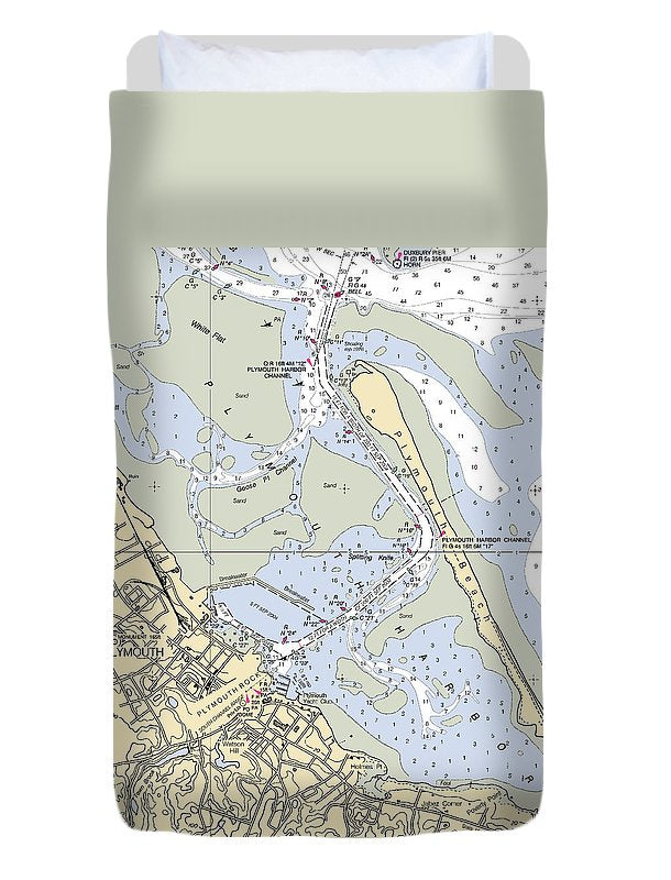 Plymouth-massachusetts Nautical Chart - Duvet Cover