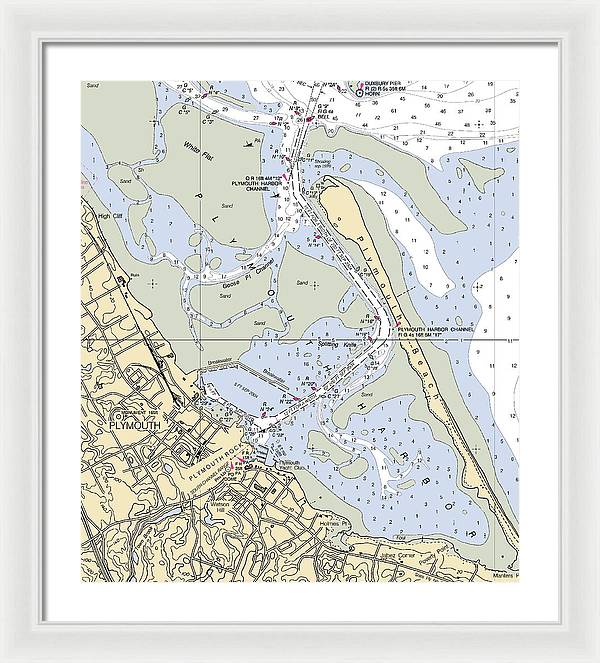 Plymouth-massachusetts Nautical Chart - Framed Print