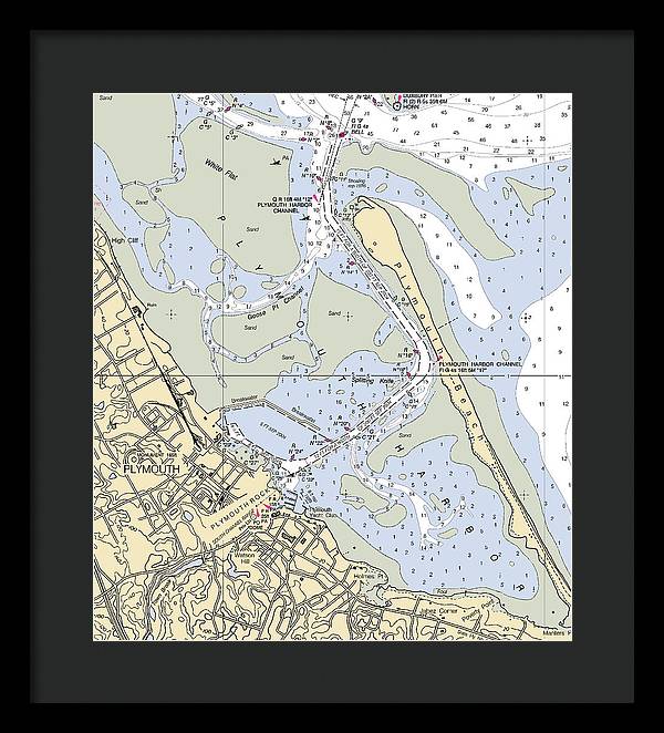 Plymouth-massachusetts Nautical Chart - Framed Print