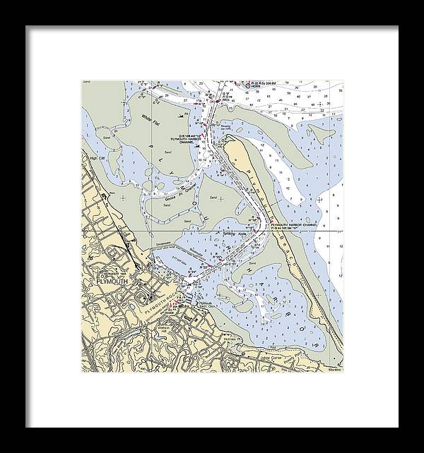 Plymouth-massachusetts Nautical Chart - Framed Print