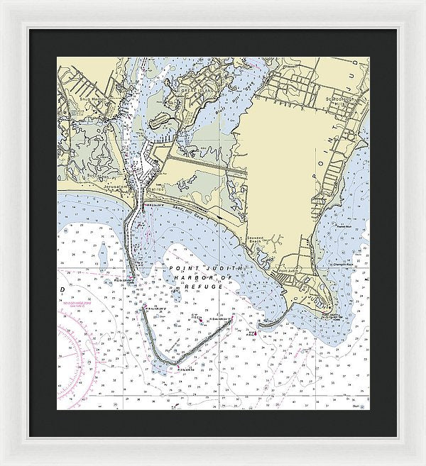 Point Judith Harbor Of Refuge Rhode Island Nautical Chart - Framed Print