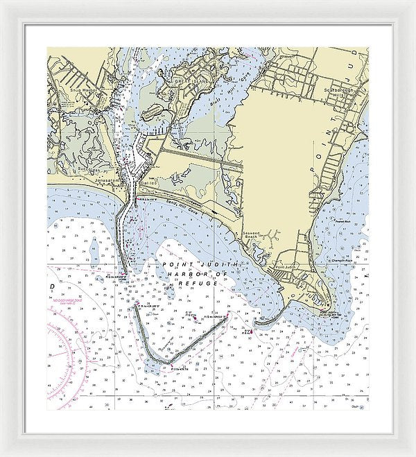 Point Judith Harbor Of Refuge Rhode Island Nautical Chart - Framed Print